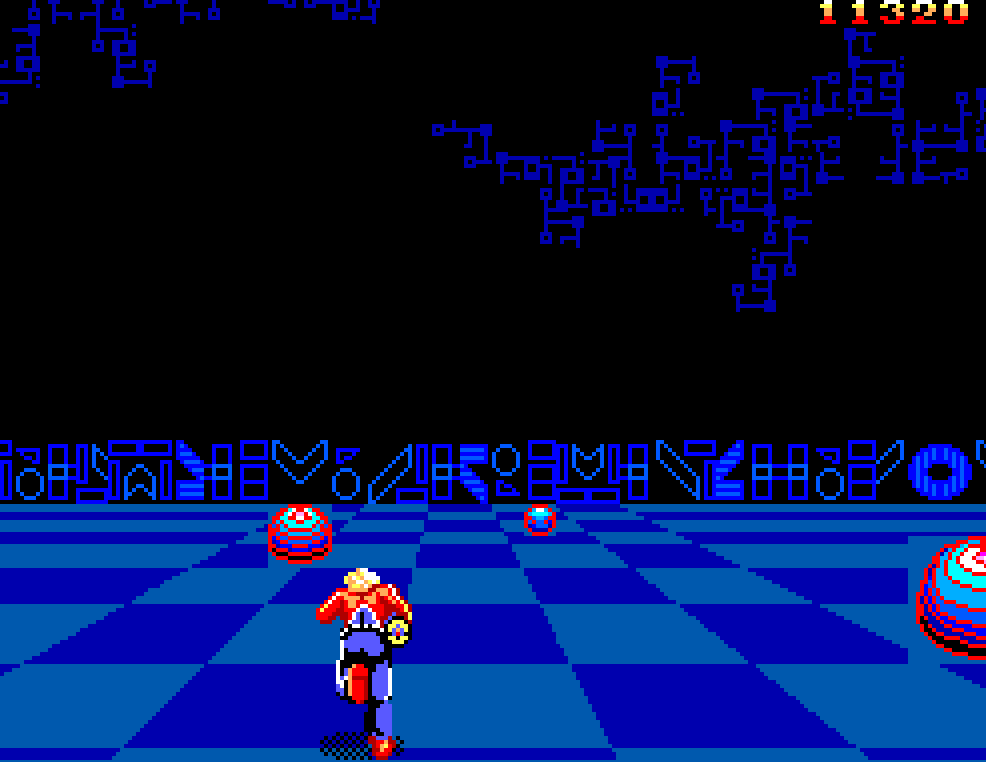 Space Harrier 3D using the SegaScope 3-D Glasses